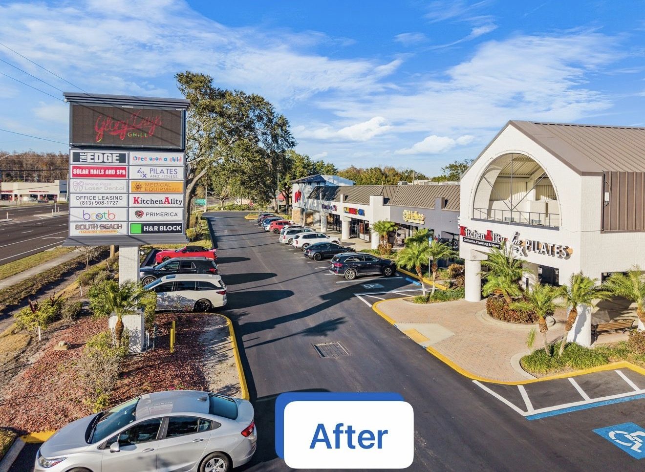 Grand Plaza Shopping Center in Carrollwood after exterior repaint